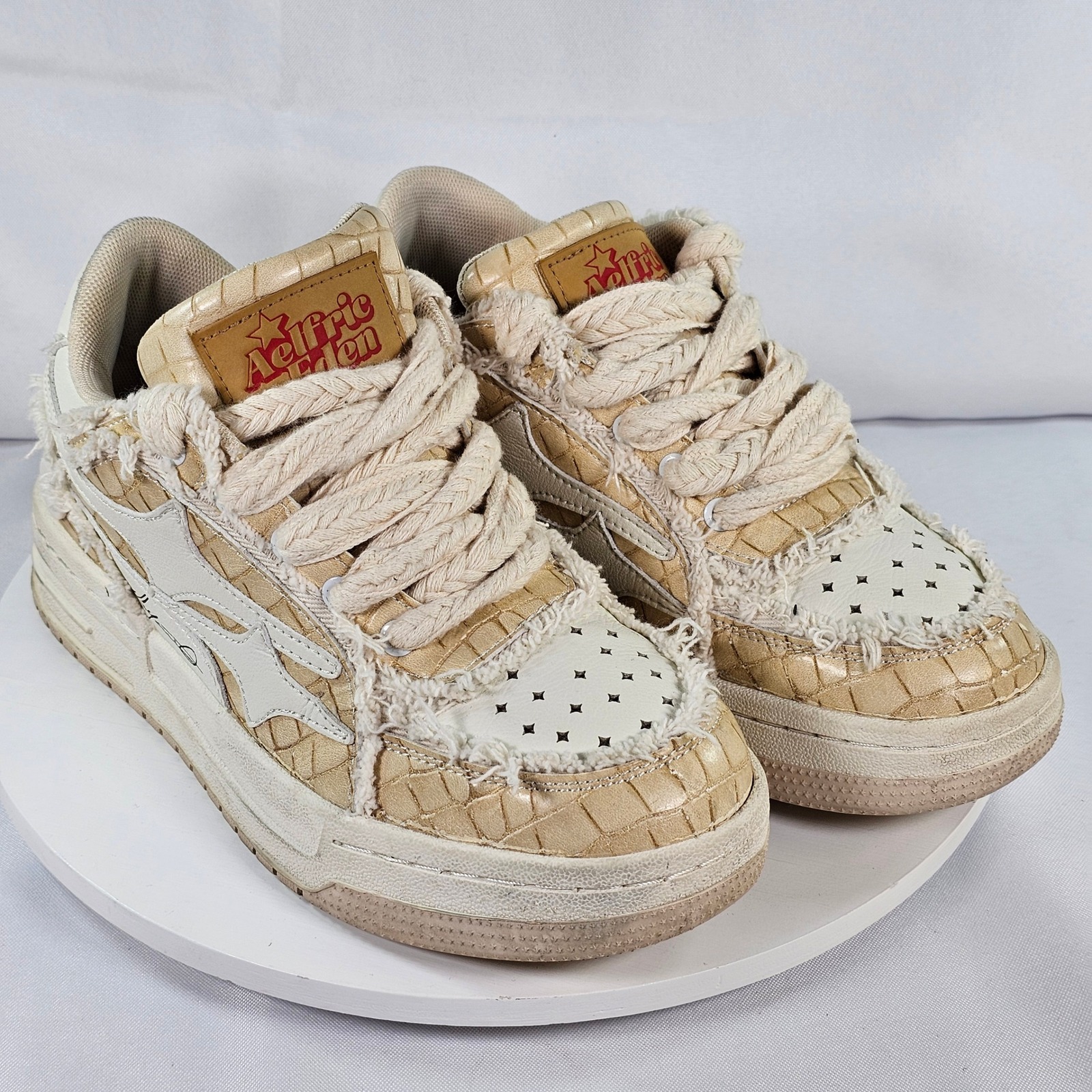 Aelfric Eden Tan Croc Deconstructed Rope Lace Sneakers Eu 39 Dpdea Momscx Us 8.5